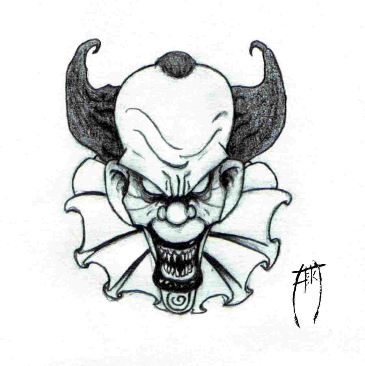 1264x1266 evil simple clown drawing clown drawings google search tattoos - Simple Clown Drawing