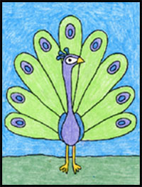 200x264 how to draw peacocks drawing tutorials drawing how to draw - Simple Colorful Peacock Drawing