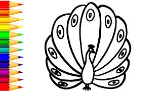 320x180 simple colorful peacock drawing - Simple Colorful Peacock Drawing