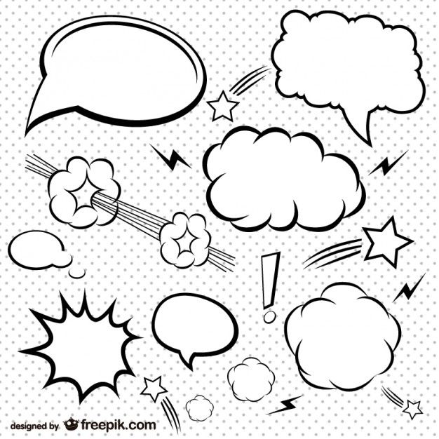 626x626 simple comic bubbles set free vector free vectors comic bubble - Simple Comics Drawing