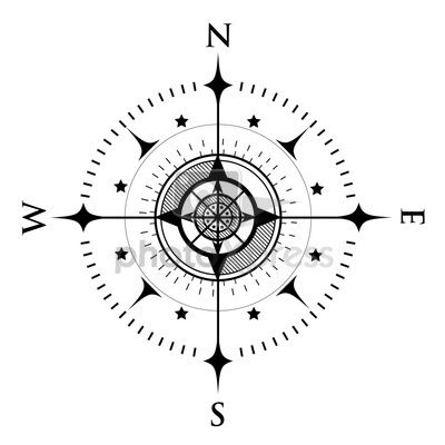 400x400 Simple Compass Tatouage - Simple Compass Drawing