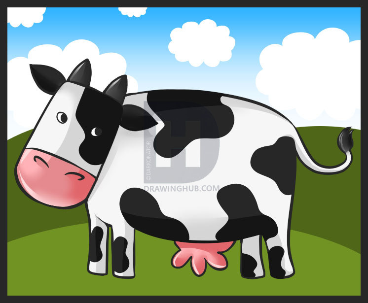 746x615 How To Draw A Simple Cow, Step - Simple Cow Drawing