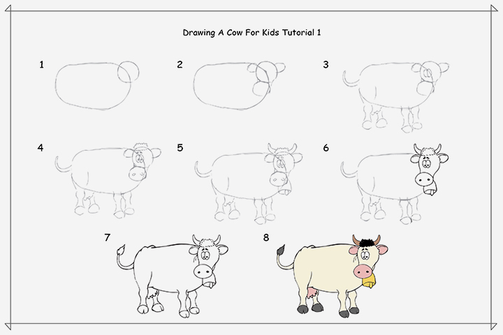 720x480 Easy Tutorials On How To Draw A Cow For Kids - Simple Cow Drawing