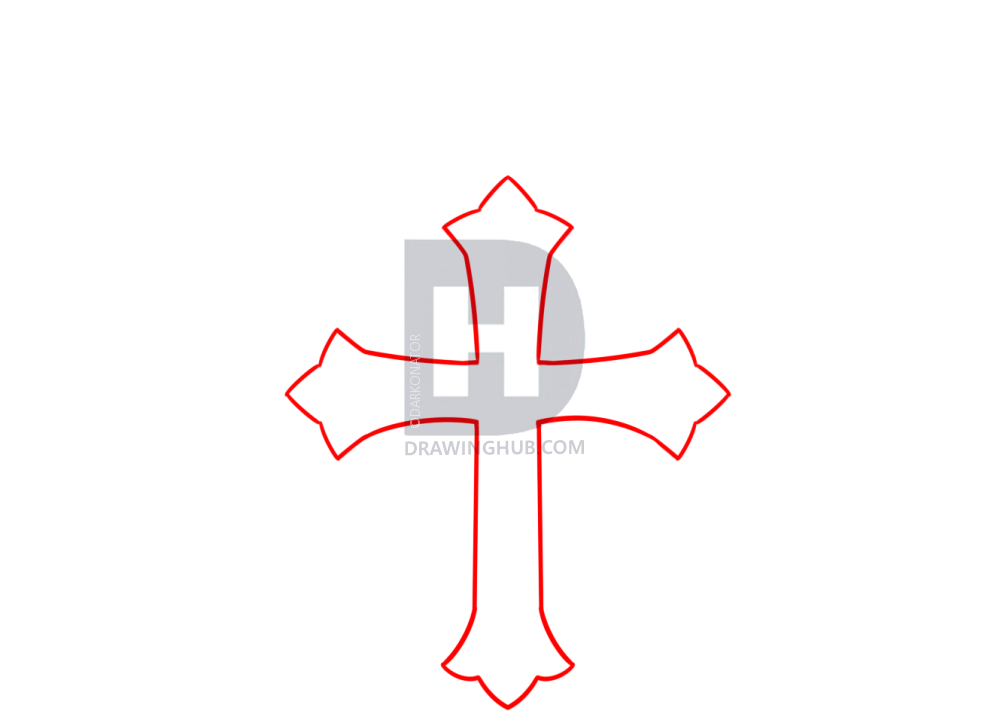 1000x720 How To Draw A Cross With Wings, Step - Simple Cross Drawings