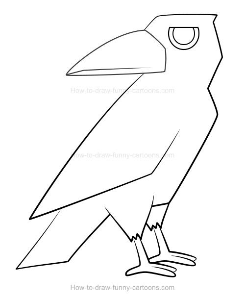 500x608 how to draw a cartoon crow - Simple Crow Drawing
