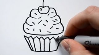 320x180 How To Draw A Cartoon Cupcake - Simple Cupcake Drawing