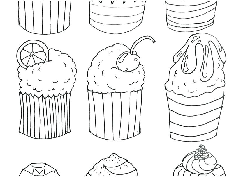 827x609 Coloring Free Printable Cupcake Colouring Pages Coloring To Print - Simple Cupcake Drawing