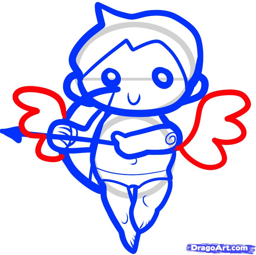 868x865 How To Draw Cupid For Kids, Step - Simple Cupid Drawing