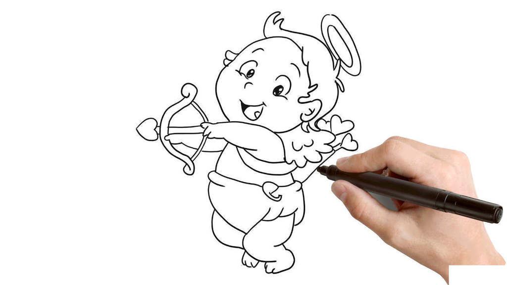 1024x576 Cupid Clipart Clipart - Simple Cupid Drawing