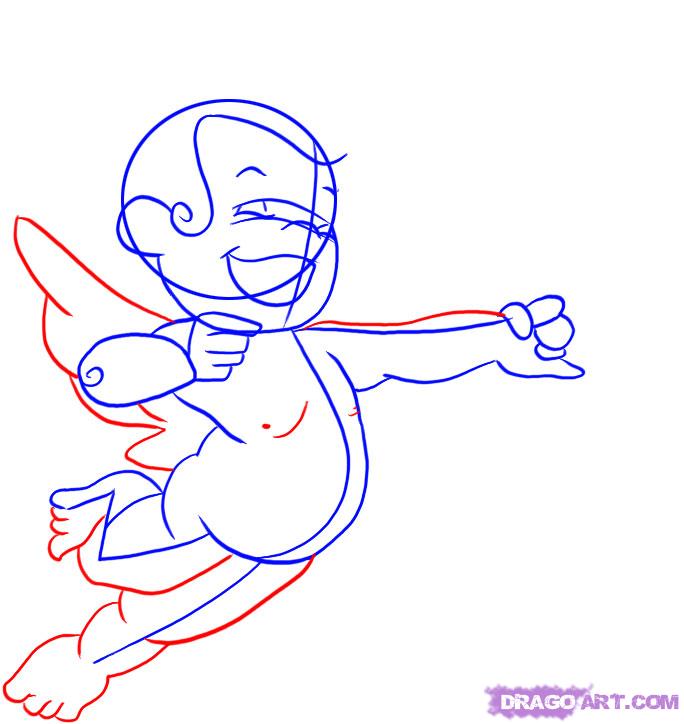 684x724 How To Draw Cupid, Step - Simple Cupid Drawing