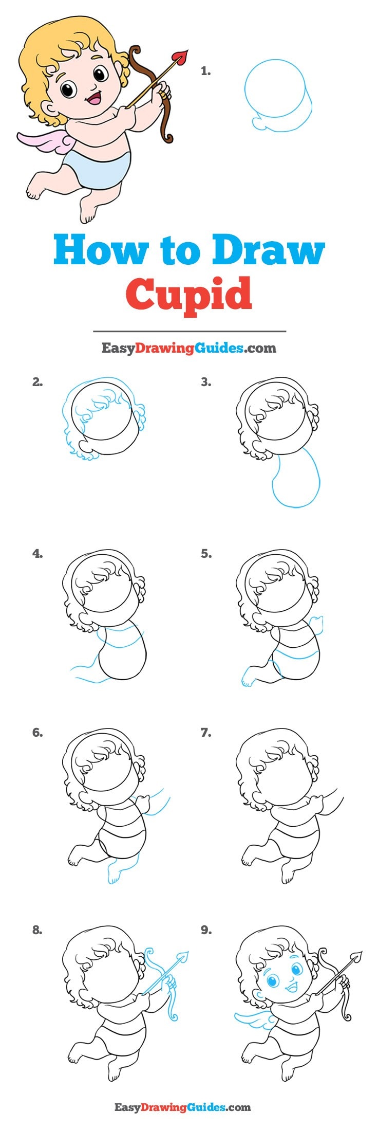 736x2196 How To Draw Cupid - Simple Cupid Drawing