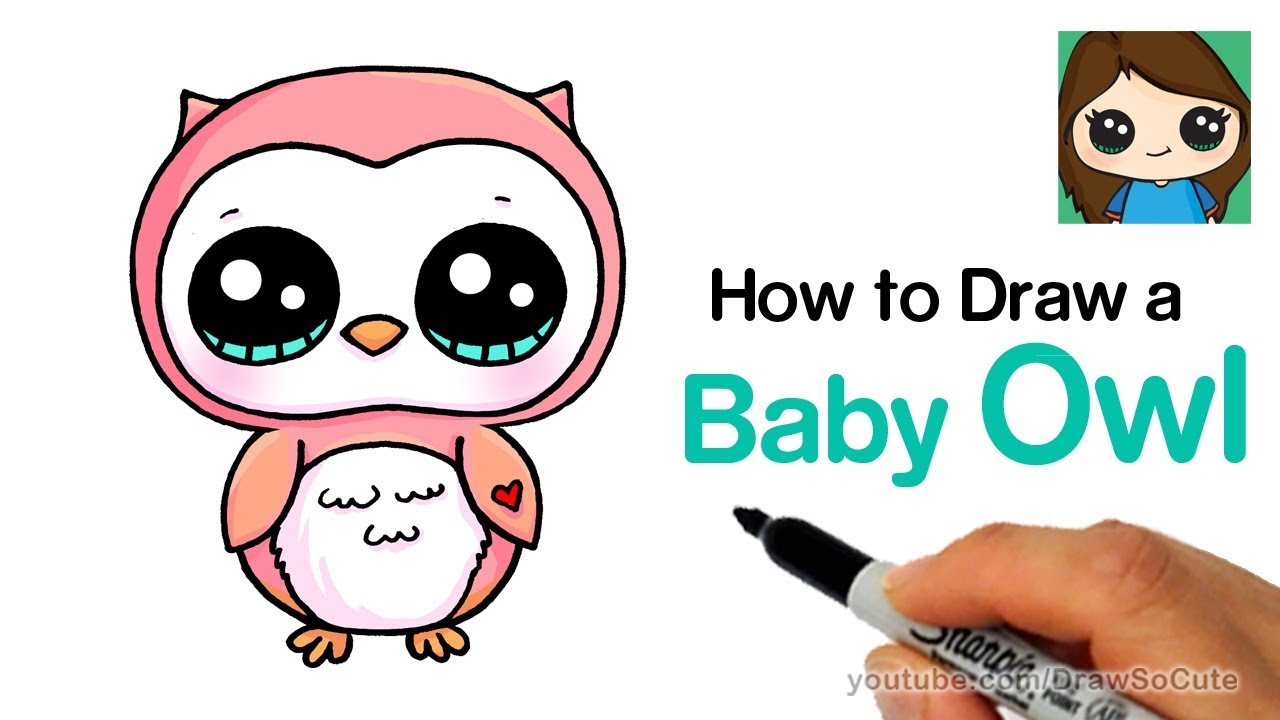 1280x720 How To Draw A Baby Owl Easy - Simple Cute Owl Drawing
