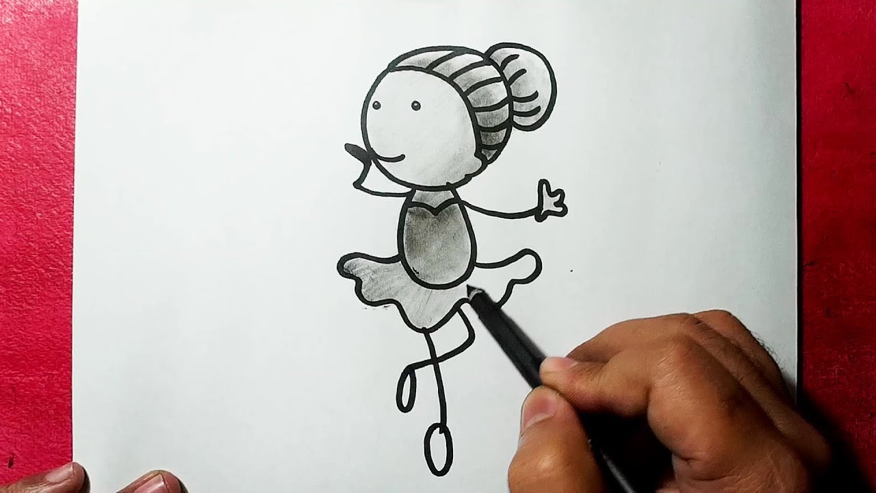 1280x720 How To Draw A Dancing Girl Very Simple And Easy Drawing - Simple Dance Drawings