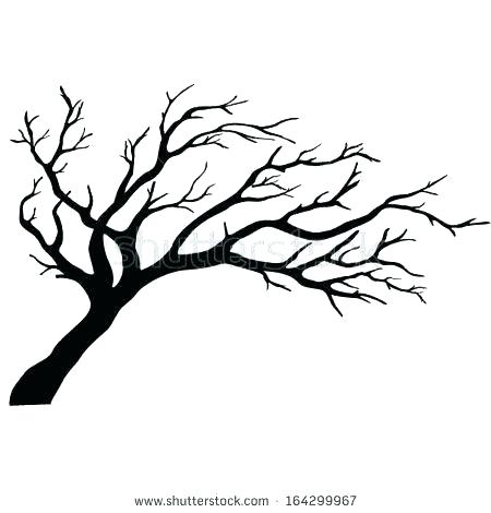 450x470 Outline Of A Tree Stick Outline Tree Branch Wood Winter Template - Simple Dead Tree Drawing