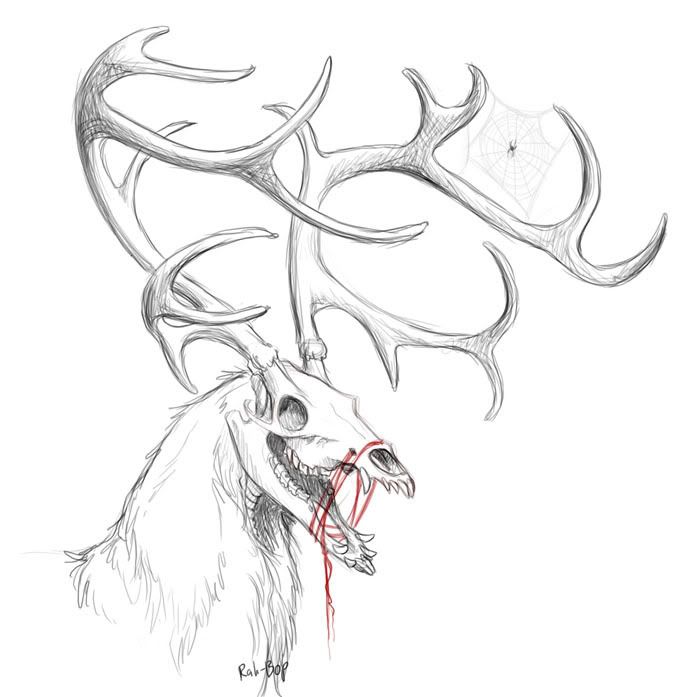 696x697 Pictures Of Deer Skull Drawing Easy - Simple Deer Skull Drawing