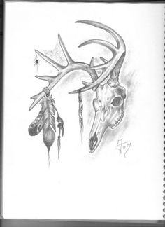 236x324 Whitetail Deer Skull Drawings - Simple Deer Skull Drawing