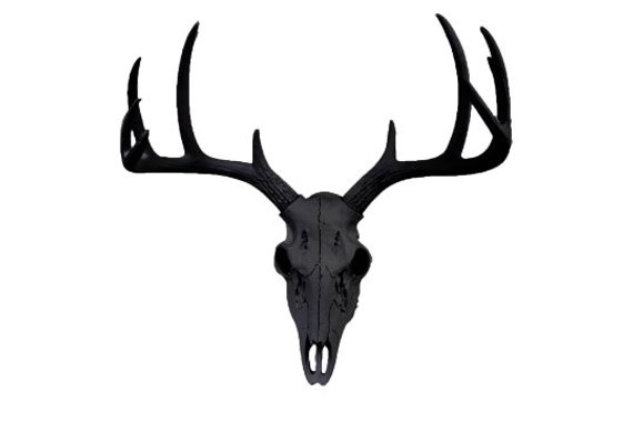 570x380 Black Mini Deer Skull Wall Faux Taxidermy Mini Etsy - Simple Deer Skull Drawing