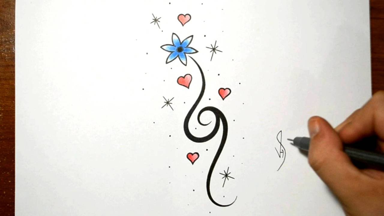 1280x720 How To Draw A Simple Flower Design With Hearts - Simple Designs Drawing