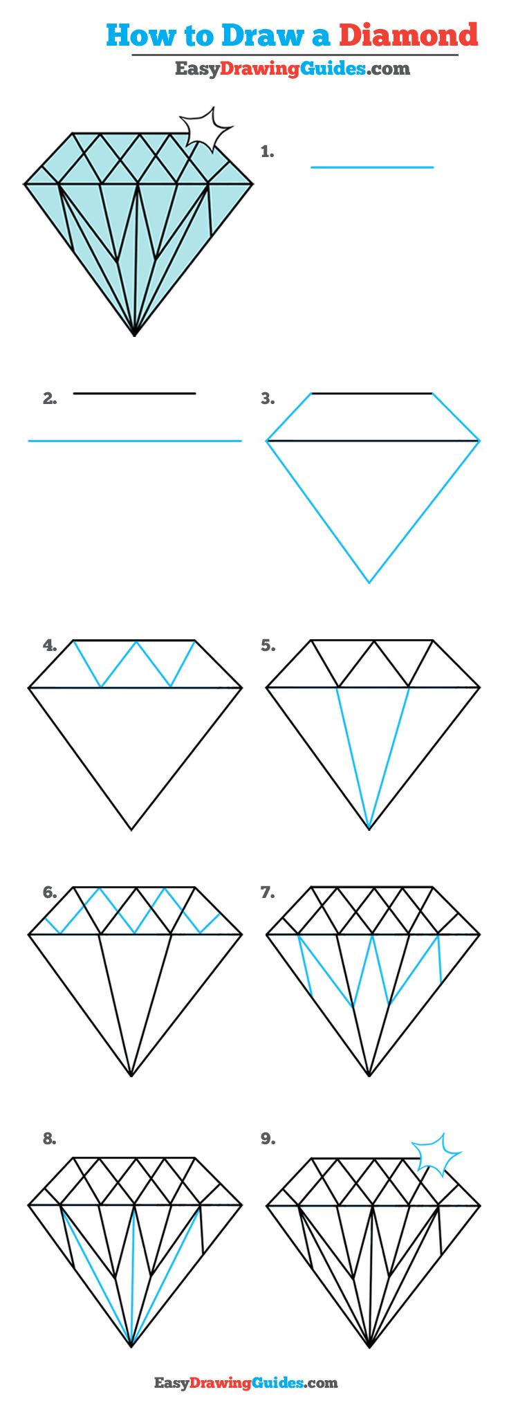736x2041 How To Draw A Diamond - Simple Diamond Drawing