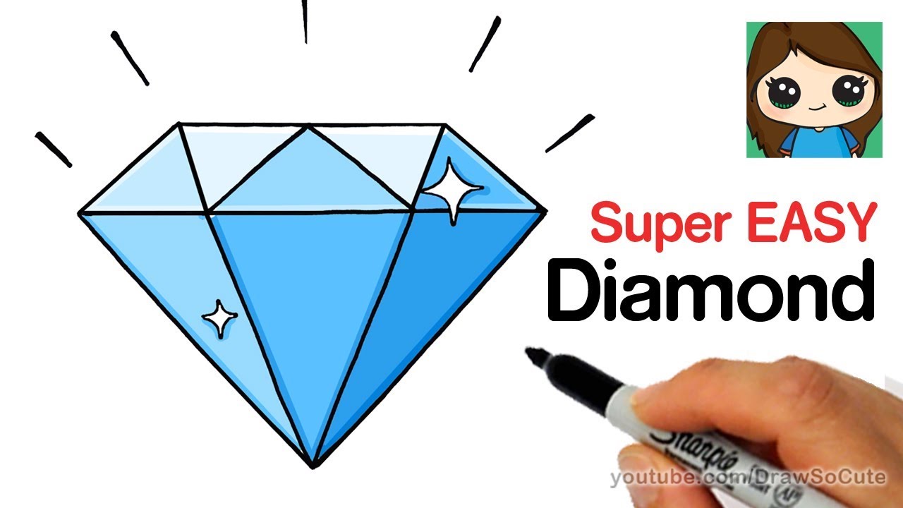 1280x720 How To Draw A Diamond Super Easy - Simple Diamond Drawing