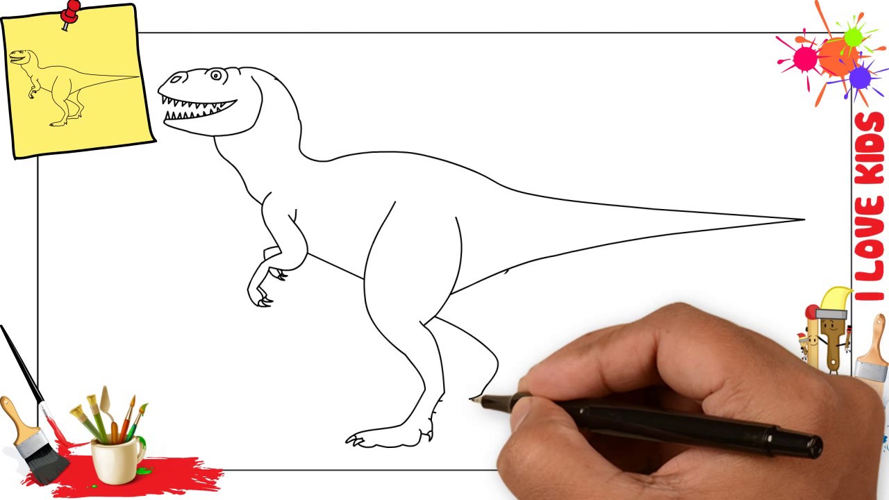 1280x720 How To Draw A Dinosaur Easy Simple Step - Simple Dinosaur Drawing