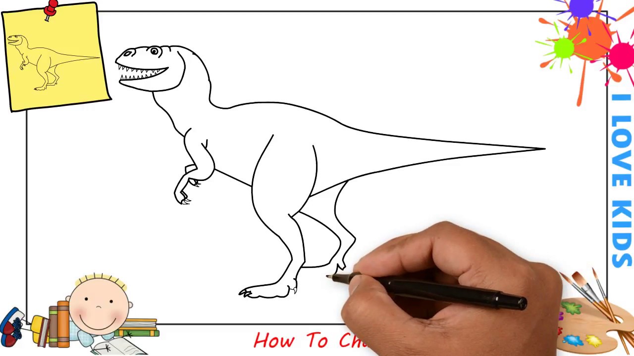 1280x720 How To Draw A Dinosaur Easy Step - Simple Dinosaur Drawing