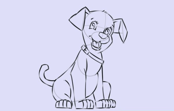 600x382 Simple Dog Drawing To Follow And Practice - Simple Dog Drawing