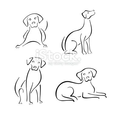 380x379 Simple Line Drawings Of Dogs Four Stylized Dogs On A White - Simple Dog Drawing
