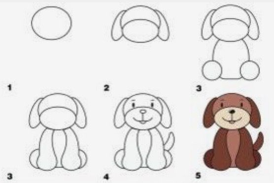 556x372 Drawing A Dog To Show Children How To Use Shapes Puppies - Simple Dog Drawing