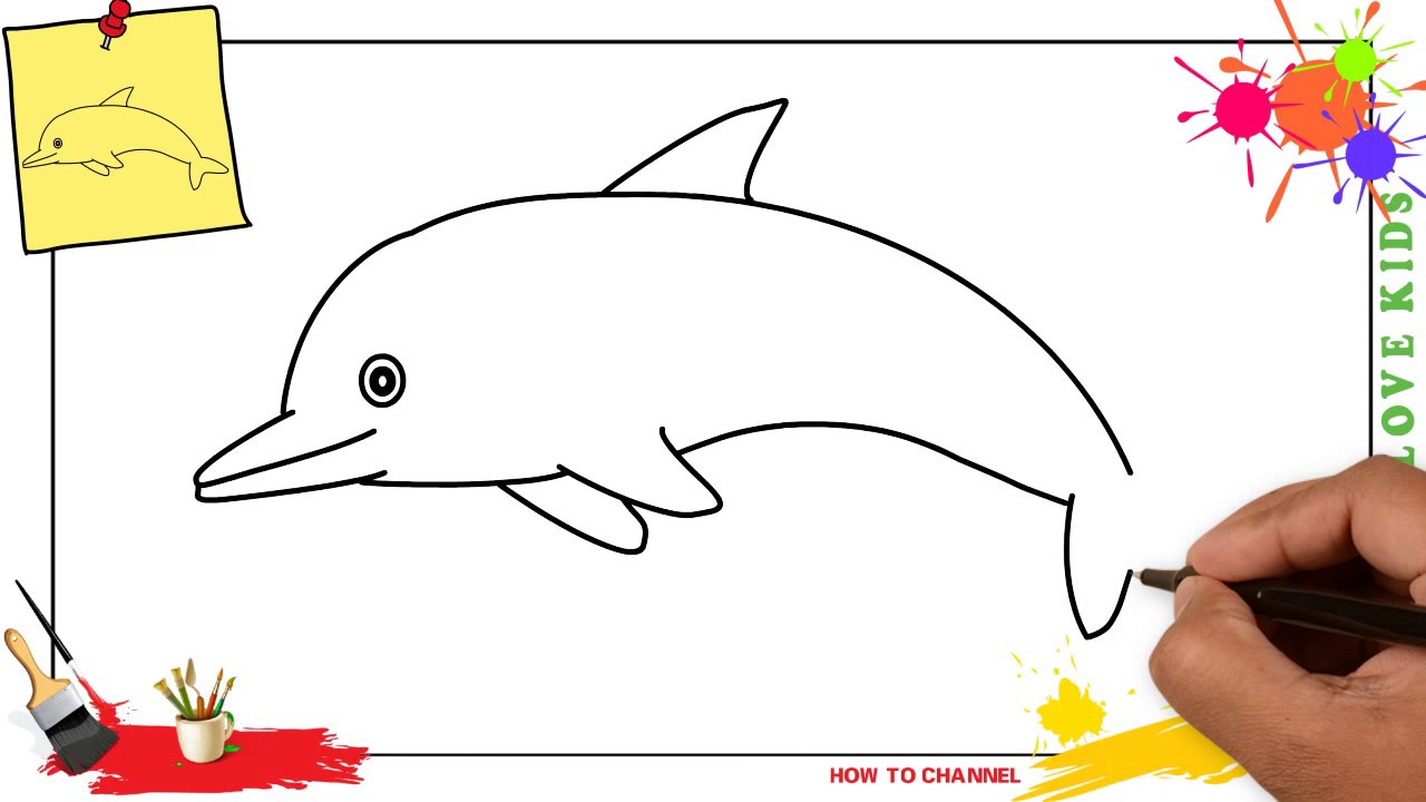 1280x720 how to draw a dolphin easy slowly step - Simple Dolphin Drawing