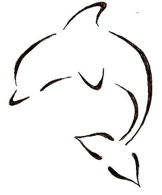 Outline Of A Jumping Dolphin Vinyl Stickers, Sticker Tattoos - Simple Dolph...