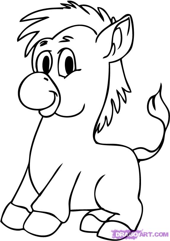 574x812 How To Draw A Donkey, Step - Simple Donkey Drawing