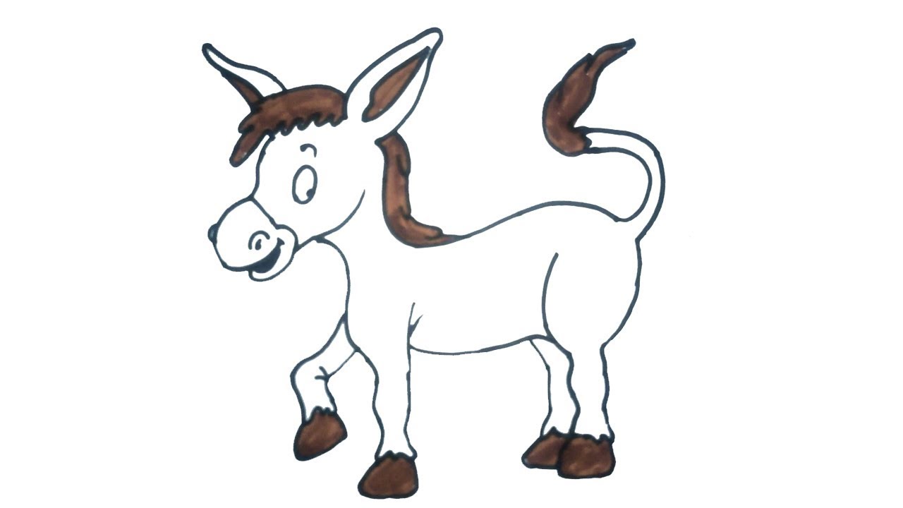 1280x720 How To Draw A Donkey Easy Step - Simple Donkey Drawing. 