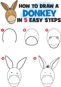 212x300 how to draw a donkey how to draw drawings, donkey drawing - Simple Donkey Drawing