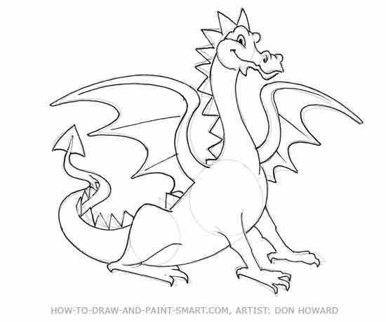 550x458 Awesome Dragons To Draw! How To Draw A Dragon! Draw A Fierce - Simple Dragon Drawing