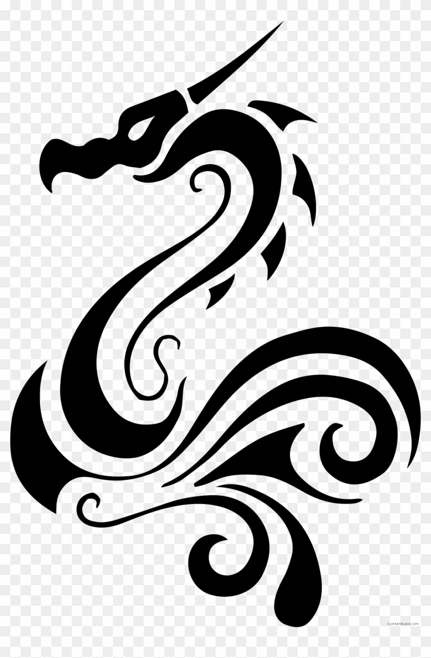 840x1282 Tribal Dragon Animal Free Black White Clipart Images - Simple Dragon Drawing