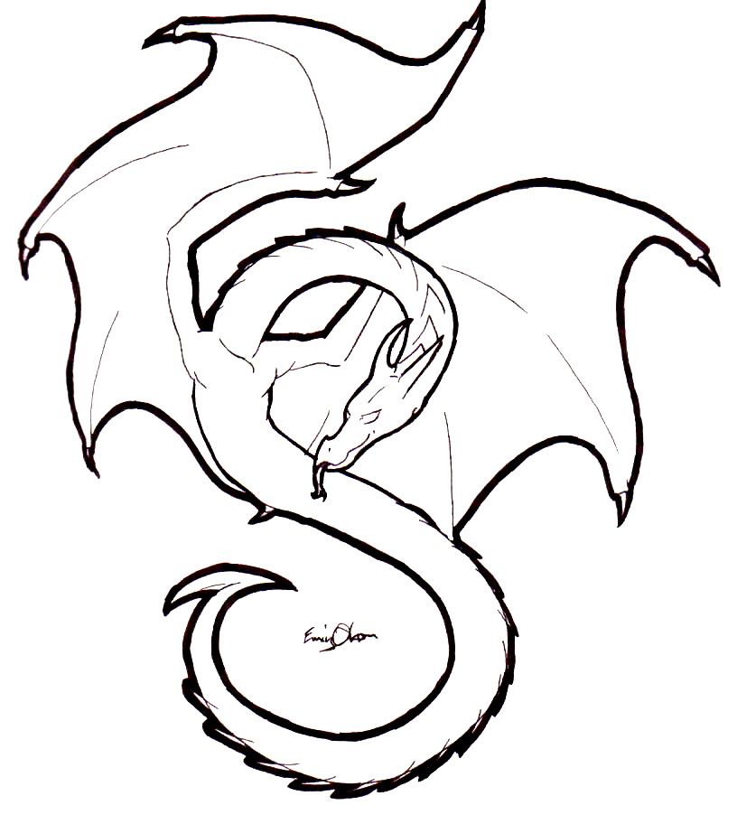 816x912 Free Standard Dragon Outlines - Simple Dragon Line Drawing
