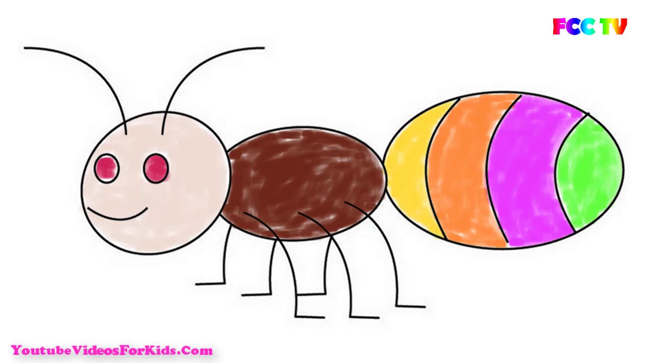 1280x720 Simple Ant Drawing For Kids And Learning Colors - Simple Drawing For Kids