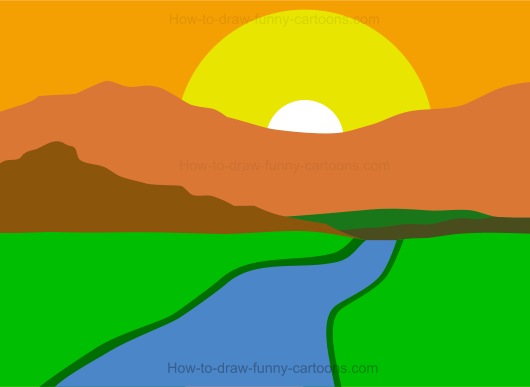 530x387 How To Draw A Landscape - Simple Drawing For Kids Using Shapes