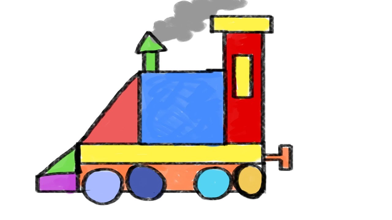 1280x720 how to draw a train with simple shapes for kids - Simple Drawing For Kids Using Shapes