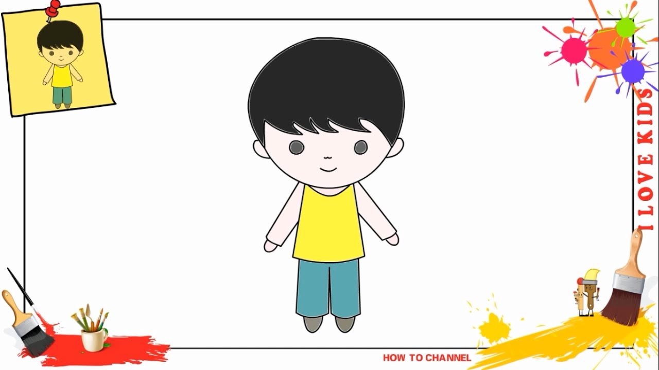 1280x720 how to draw a boy simple, easy slowly step - Simple Drawing Of A Boy