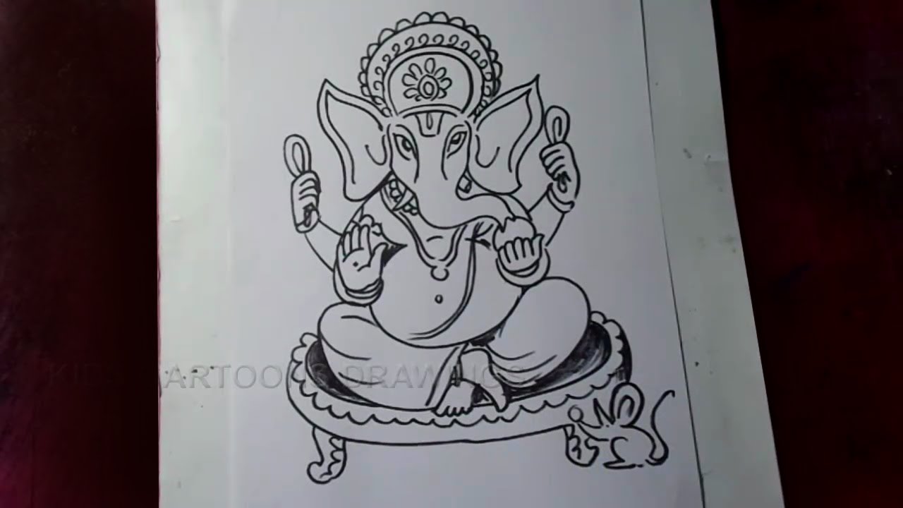 1280x720 How To Draw Lord Ganesha Sitting Pose Simple Drawing - Simple Drawing Of Lord Ganesha