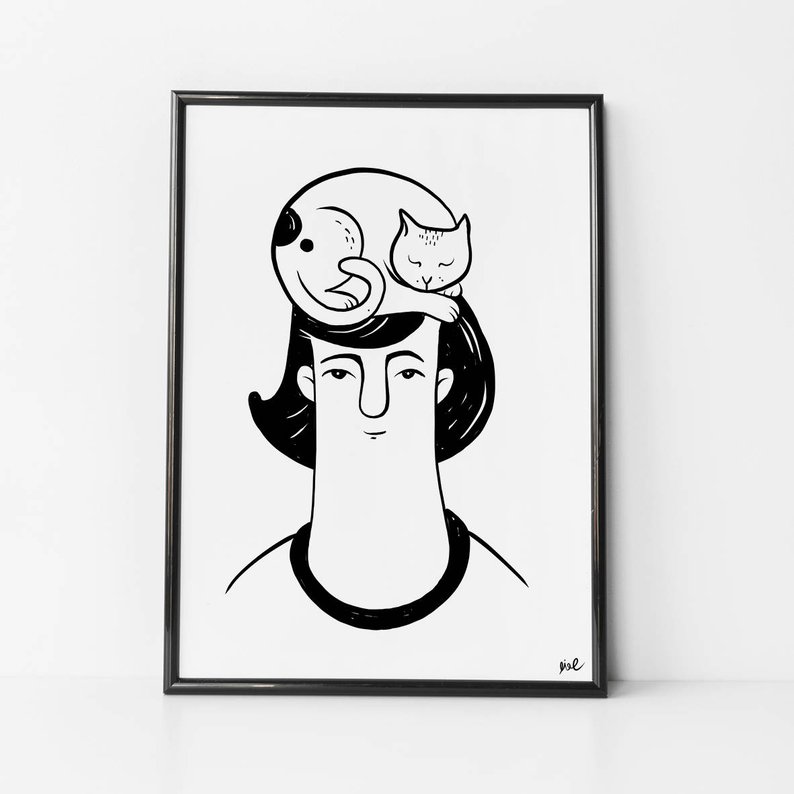 794x794 Wall Art Cat Wall Art Simple Sketches Simple Drawings Etsy - Simple Drawings For Toddlers