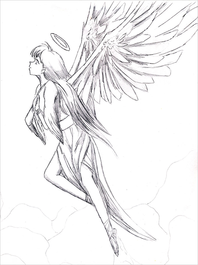 680x911 Angel Drawings - Simple Drawings Of Angels