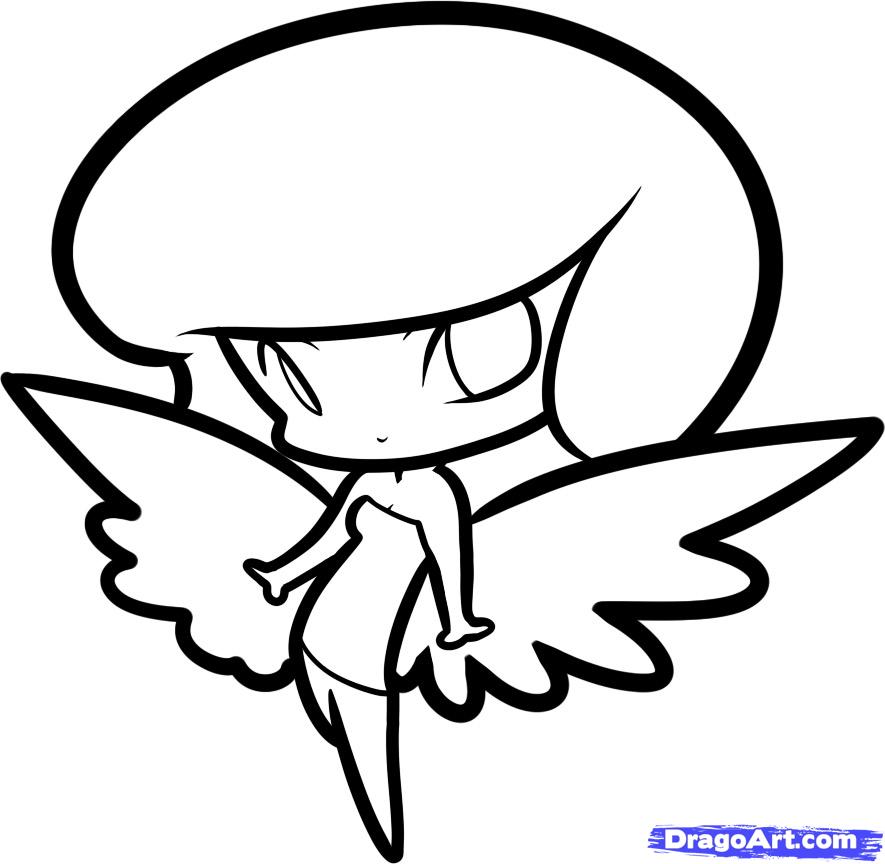 885x864 Angelfish Drawing Easy - Simple Drawings Of Angels