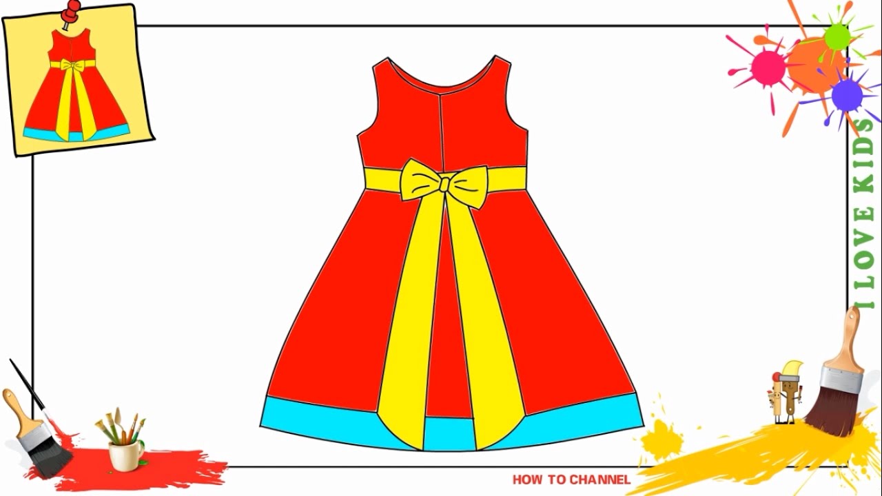 1280x720 How To Draw A Dress Simple, Easy Slowly Step - Simple Dress Drawing For Kids