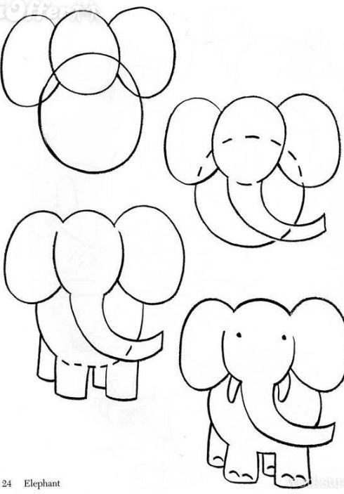 490x703 How To Draw A Simple Elephant How To Draw - Simple Elephant Drawing