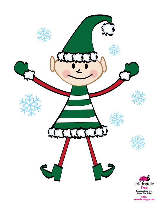 612x792 A Little Green Christmas Elf Scrapbooking Free Download - Simple Elf Drawing