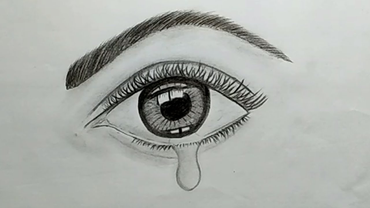 1280x720 Pencil Drawing Tutorial How To Draw A Crying Eye With Pencil - Simple Eye Drawing