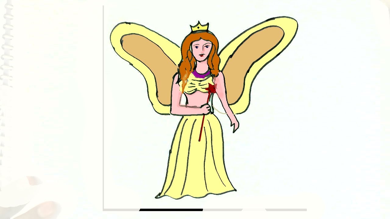 1280x720 How To Draw Fairy In Easy Steps For Children Beginners - Simple Fairy Drawing